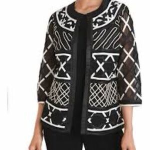 Chico's Women's Travelers Collection Embellished Mesh Jacket Size 3 (16/18)